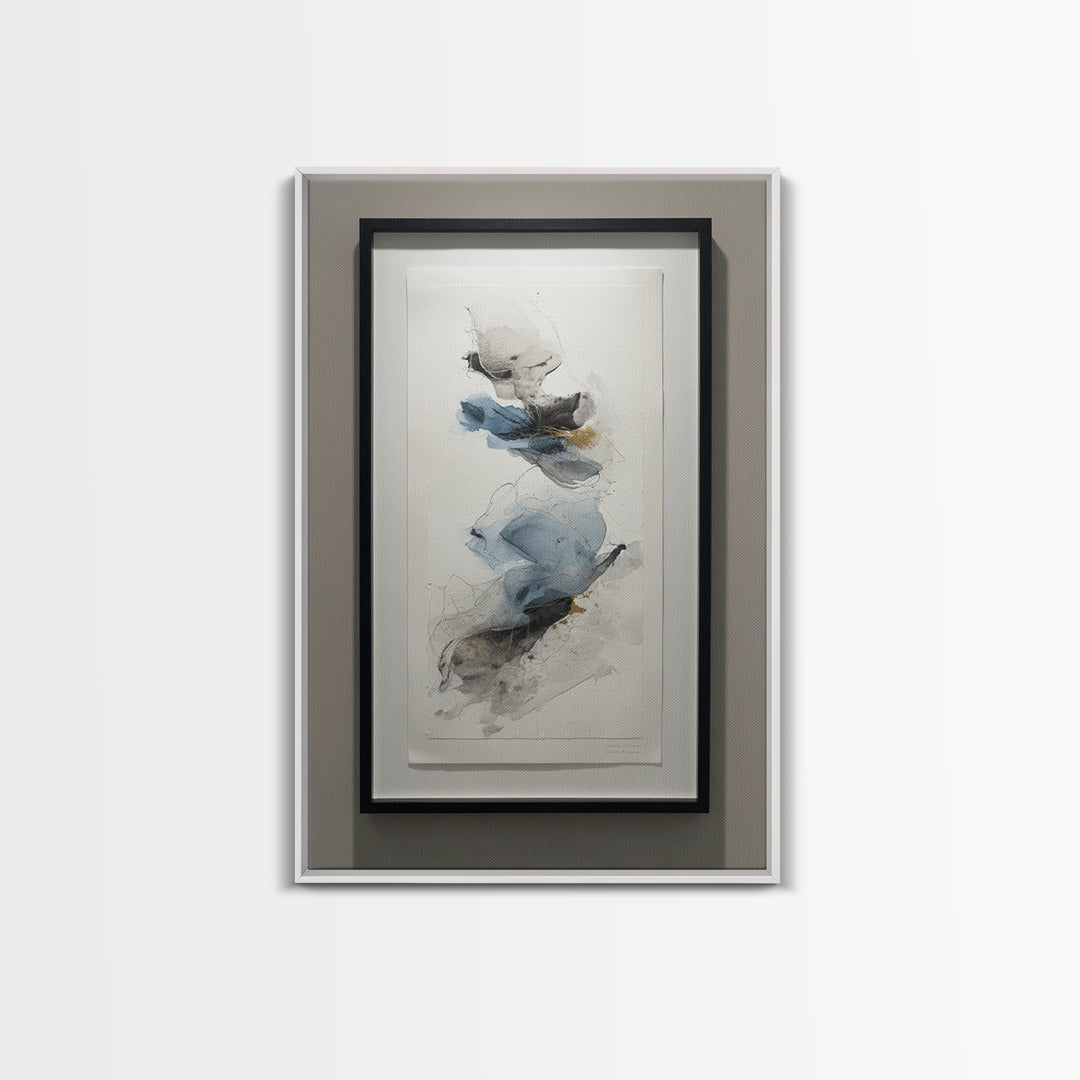 Minimal Black Ink Composition Canvas Print, Above Sofa Art, Floral Wall Art, Living Room Decor, Statement, Luxury Decor, ASA-2x3-40