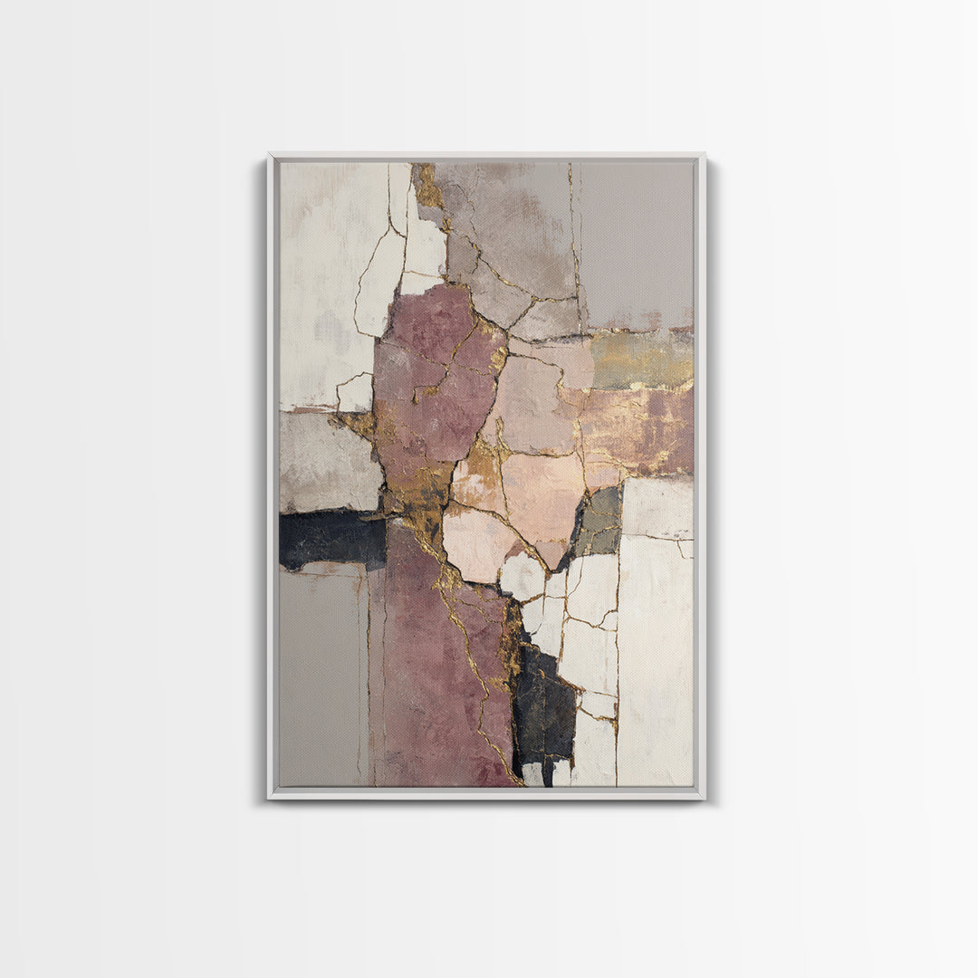 Textured Plaster Abstract Framed Canvas Print, Above Sofa Art, Neutral Decor, Living Room Decor, Abstract Art, Statement, ASA-2x3-43