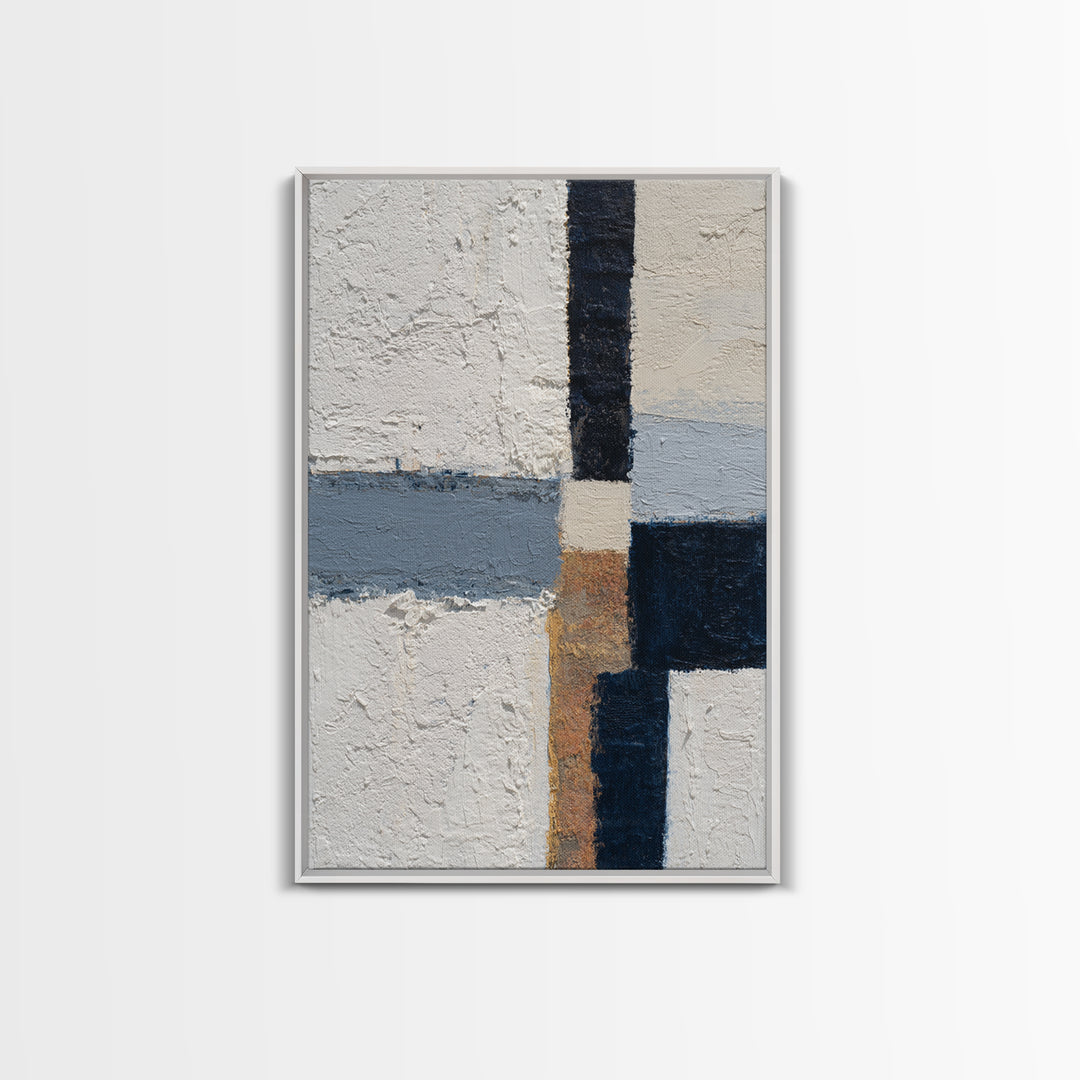 Bold Navy and Ivory Abstract Brushwork Canvas Print, Above Sofa Art, Boho Decor, Living Room Decor, Fine Art, Statement, ASA-2x3-50