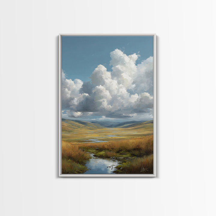 Dramatic Cloudscape over a Distant Valley Canvas Print, Above Sofa Art, Home Decor, Living Room Decor, Fine Art, Statement, ASA-2x3-61