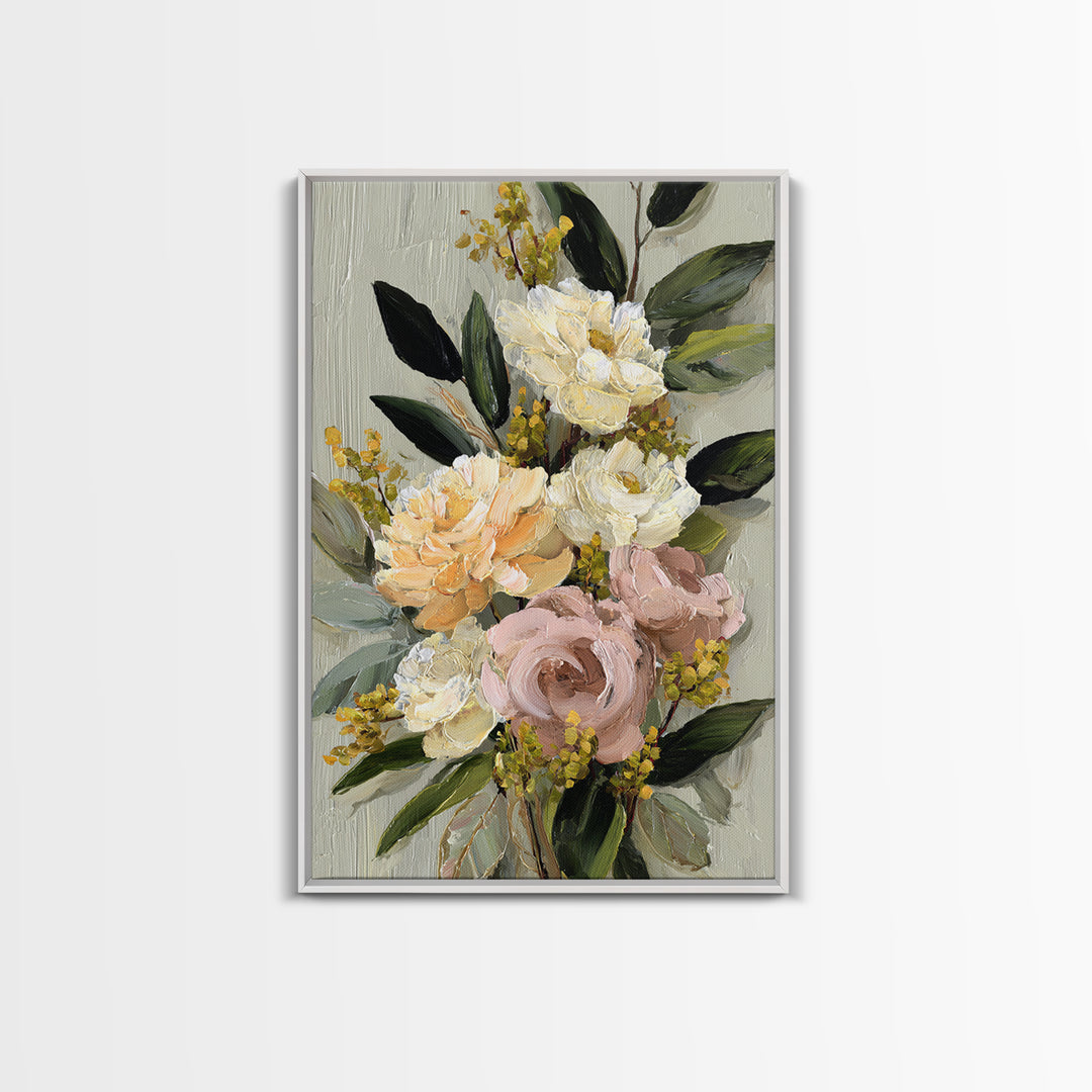 Large Expressive Floral Bouquet Canvas Print, Above Sofa Art, Wall Art, Living Room Decor, Statement, Horizontal Wall Art, ASA-2x3-62
