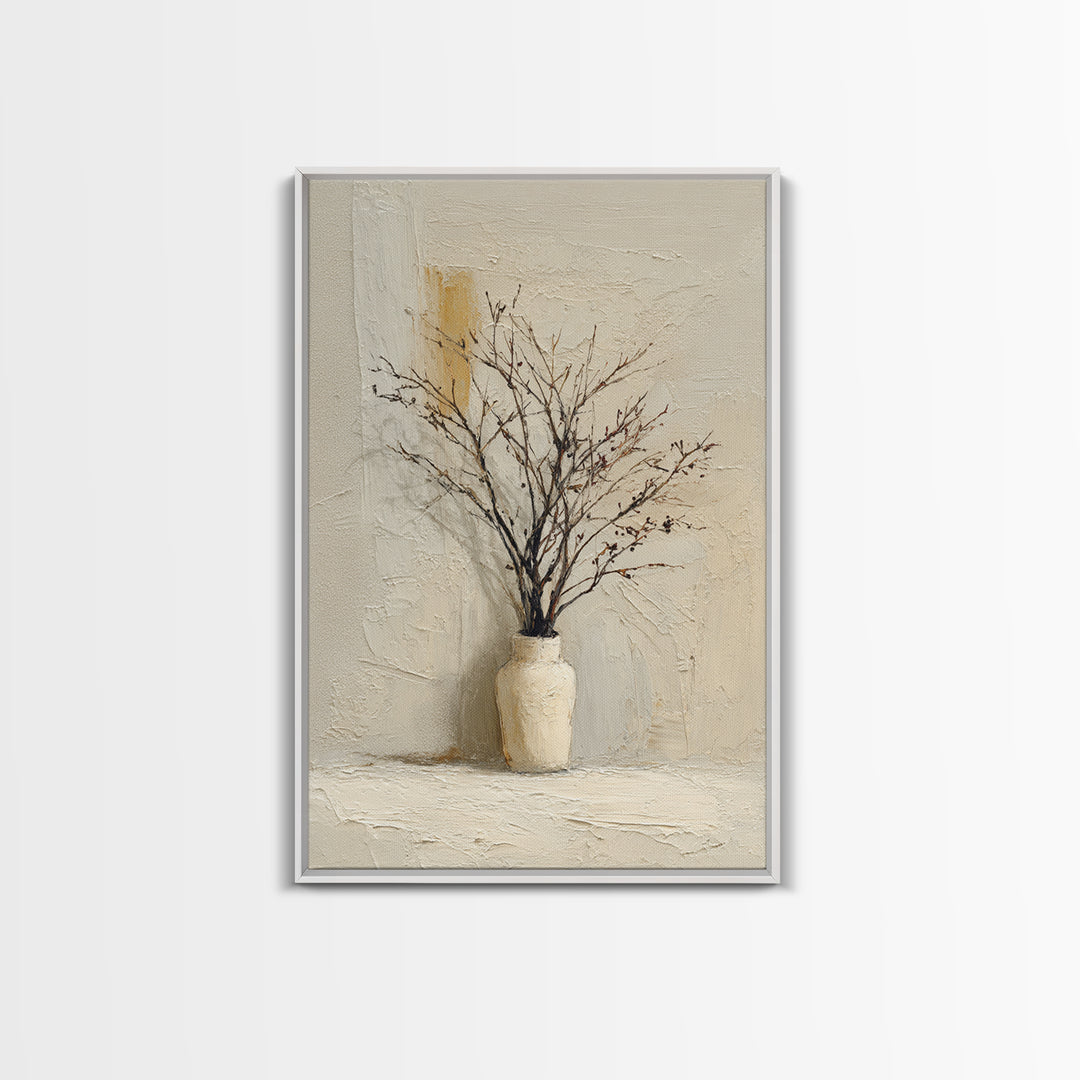 Large Neutral Still Life Canvas Print, Above Sofa Art, Textured Painting, Living Room Decor, Oil Painting, Statement, ASA-2x3-70