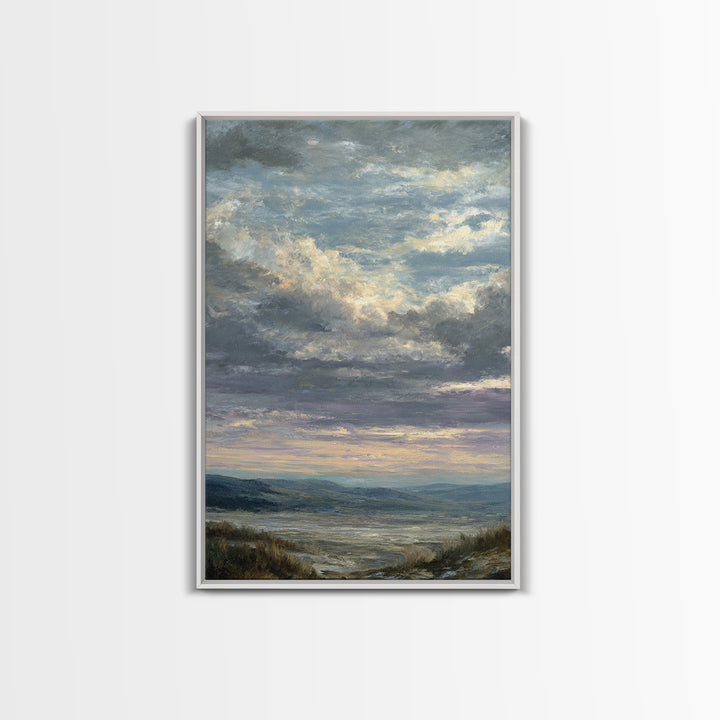 Dramatic Cloudscape over a Distant Valley Canvas Print, Above Sofa Art, Textured Wall Art, Living Room Decor, Statement, ASA-2x3-85