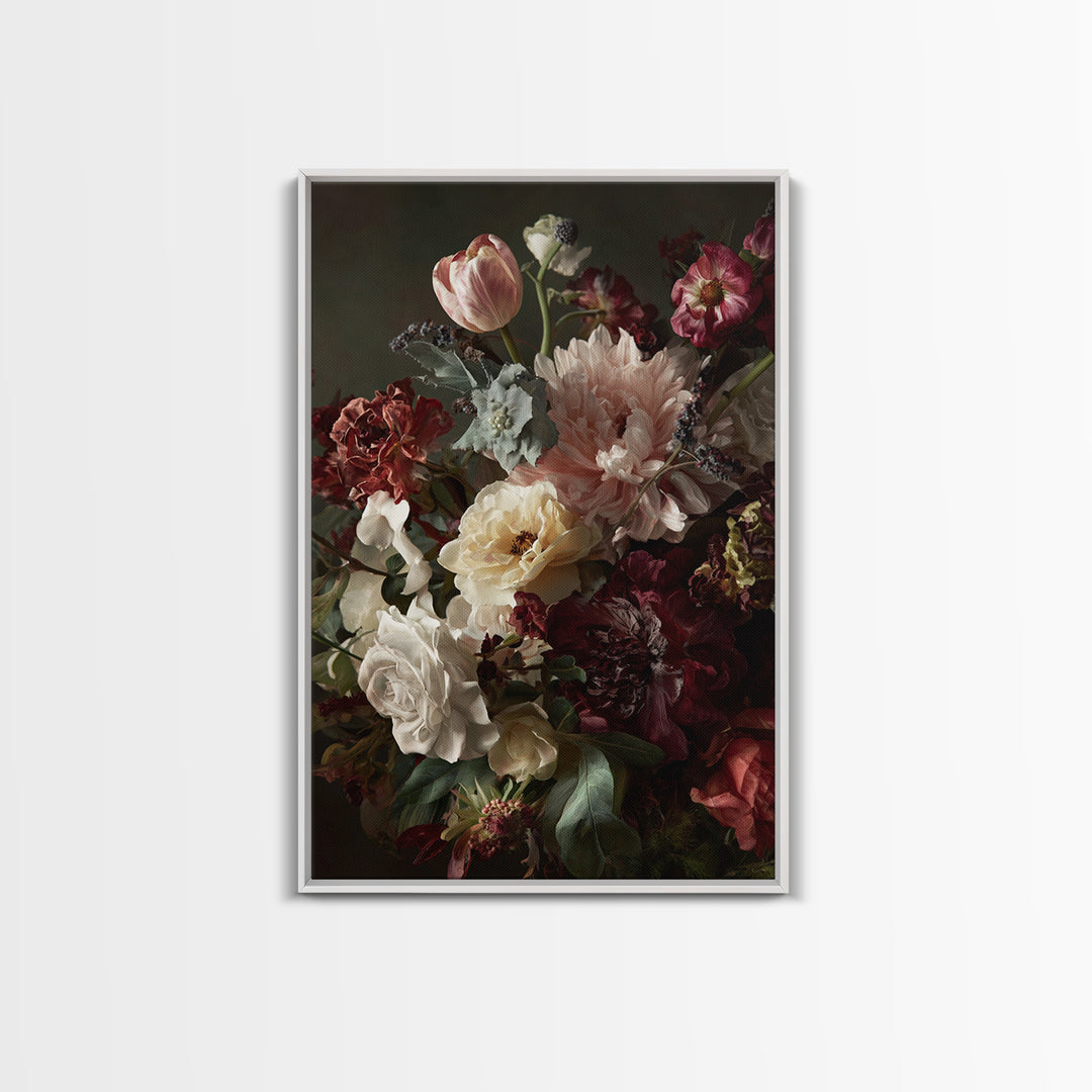 Large Expressive Floral Bouquet Canvas Print, Above Sofa Art, Wall Art, Living Room Decor, Statement, Horizontal Wall Art, ASA-2x3-86