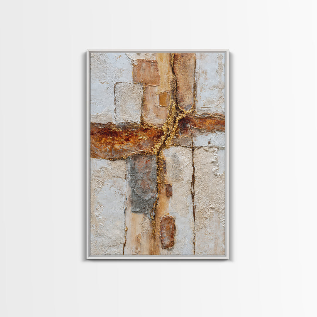 Textured Plaster Abstract Canvas Print, Above Sofa Art, Framed Wall Art, Living Room Decor, Abstract Art, Statement, ASA-2x3-91