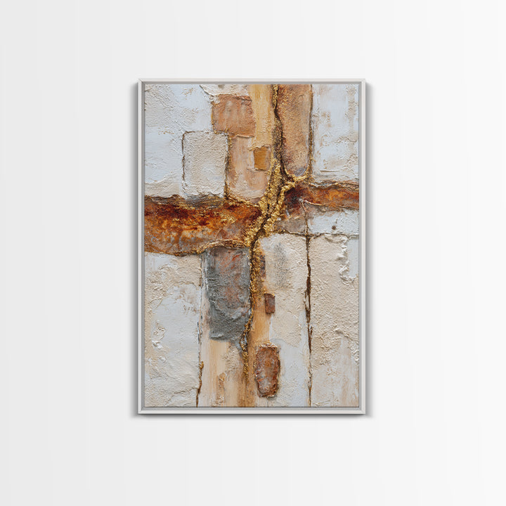 Textured Plaster Abstract Canvas Print, Above Sofa Art, Framed Wall Art, Living Room Decor, Abstract Art, Statement, ASA-2x3-91