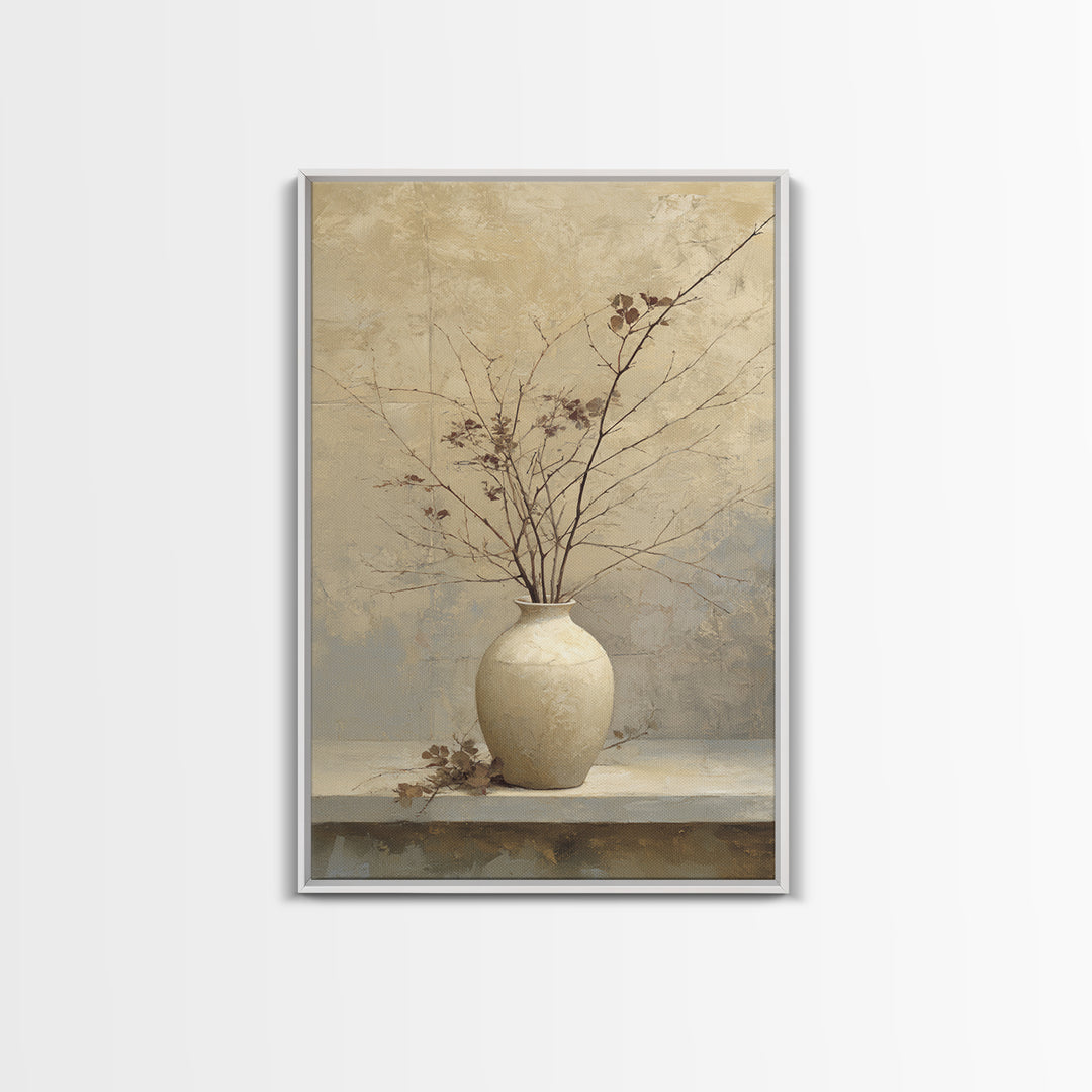 Large Neutral Still Life Framed Canvas Print, Above Sofa Art, Printable Wall Art, Living Room Decor, Watercolor Art, Statement, ASA-2x3-94