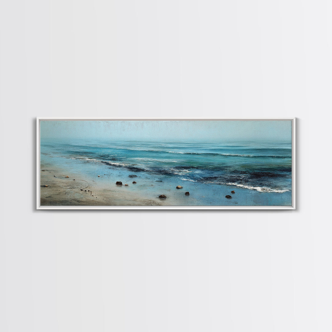 Moody Seascape at Twilight Canvas Print, Above Sofa Art, Floral Wall Art, Living Room Decor, Abstract Art, Statement, ASA-3x1-100
