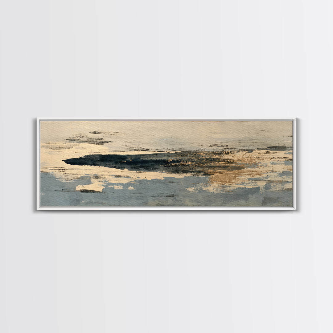 Minimal Black Ink Composition Canvas Print, Above Sofa Art, Coastal Decor, Living Room Decor, Fine Art, Statement, Luxury Decor, ASA-3x1-24