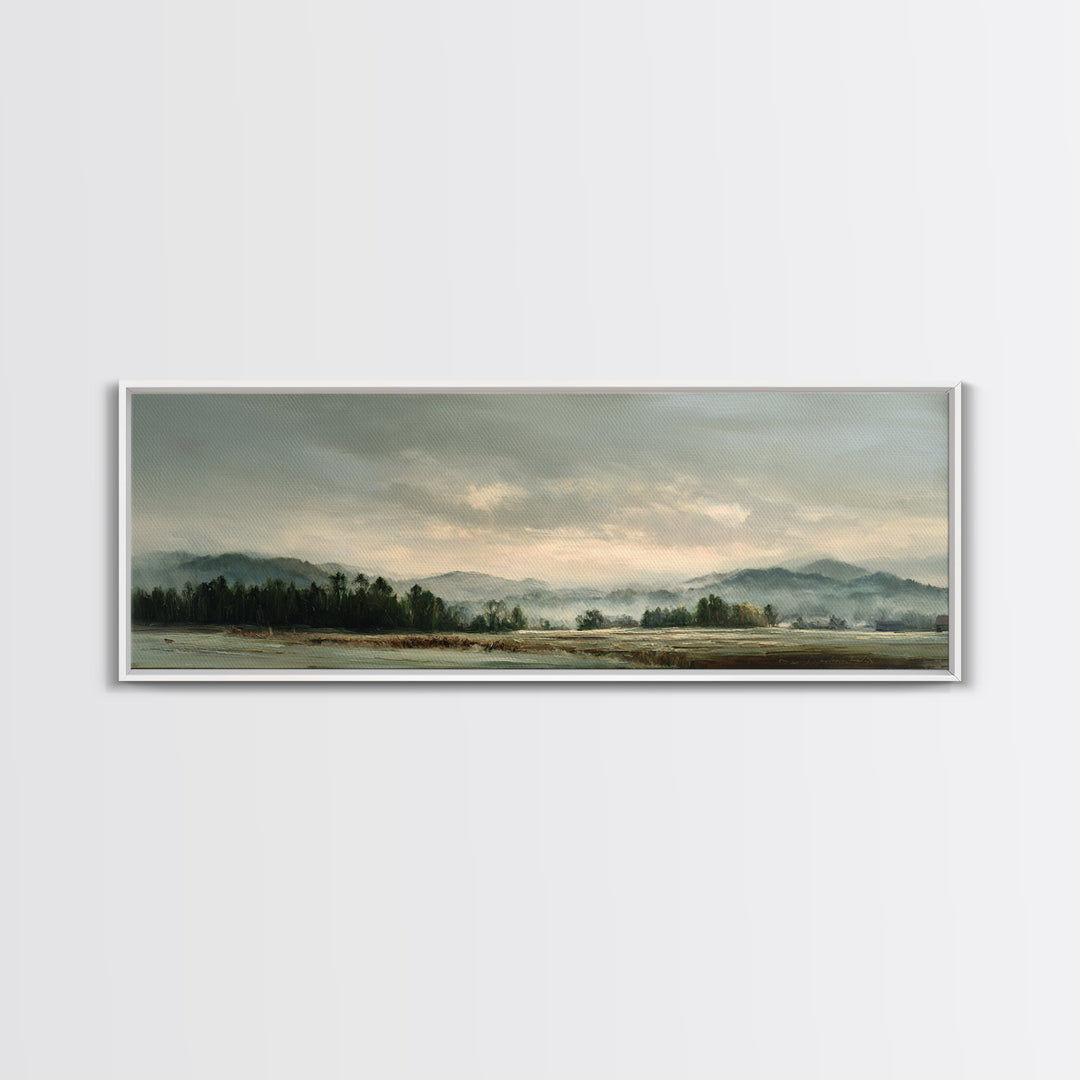 Gallery Style Landscape with Expansive Negative Space Canvas Print, Above Sofa Art, Botanical Wall Art, Living Room Decor, ASA-3x1-40