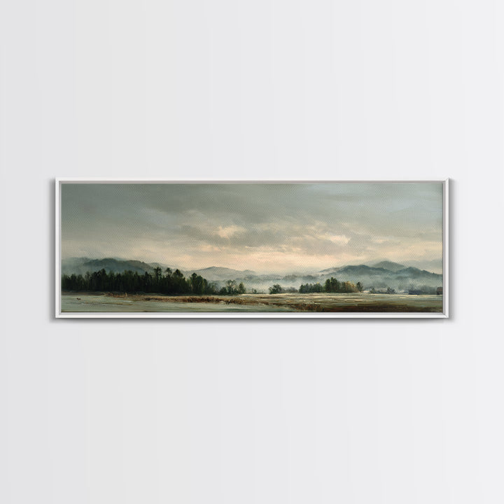 Gallery Style Landscape with Expansive Negative Space Canvas Print, Above Sofa Art, Botanical Wall Art, Living Room Decor, ASA-3x1-40