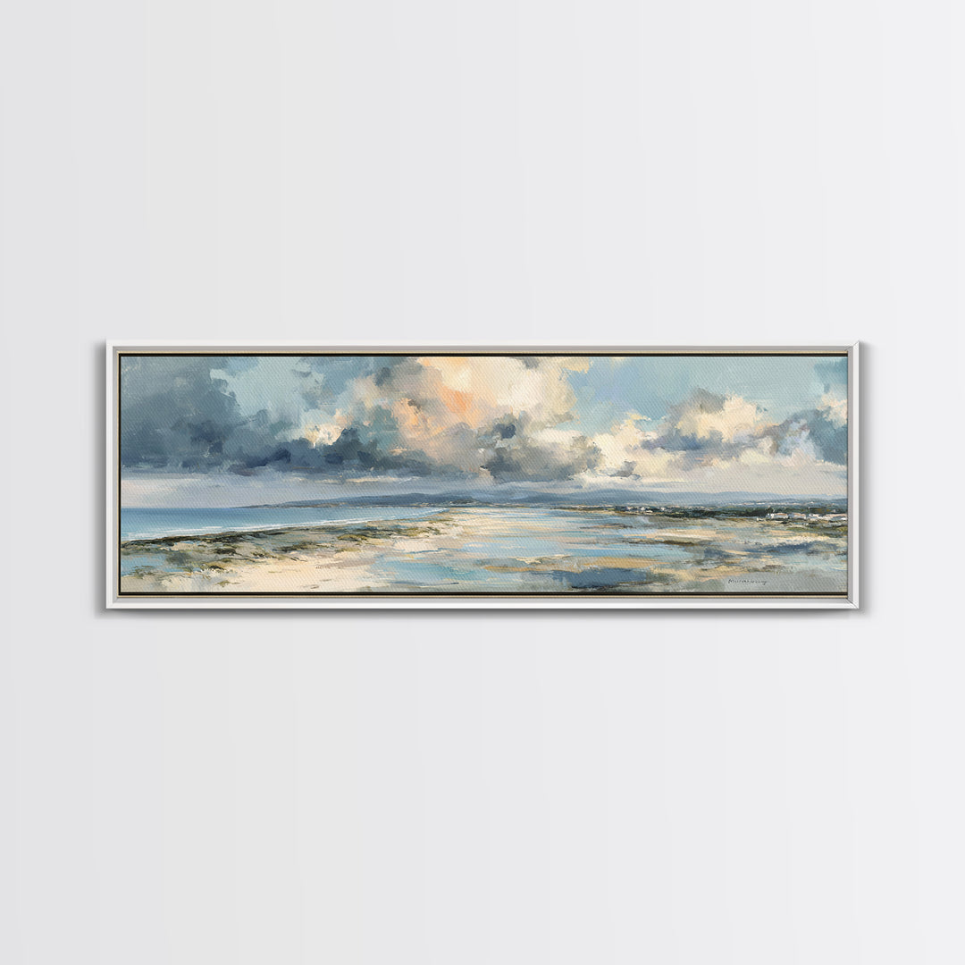 Panoramic Coastal Shoreline from an Aerial View Canvas Print, Above Sofa Art, Minimalist Decor, Living Room Decor, Statement, ASA-3x1-43
