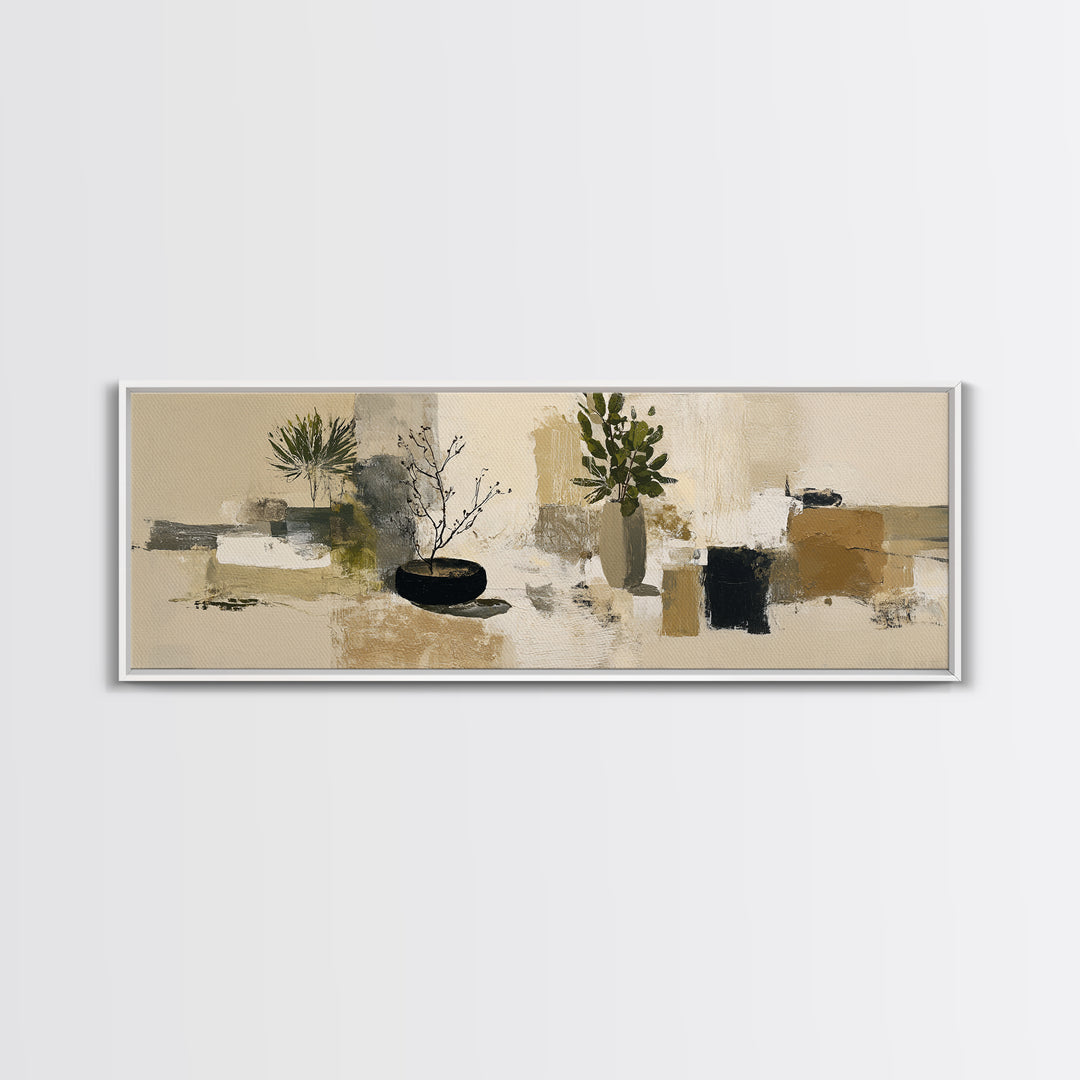 Large Neutral Still Life Canvas Print, Above Sofa Art, Living Room Wall Art, Living Room Decor, Watercolor Art, Statement, ASA-3x1-54