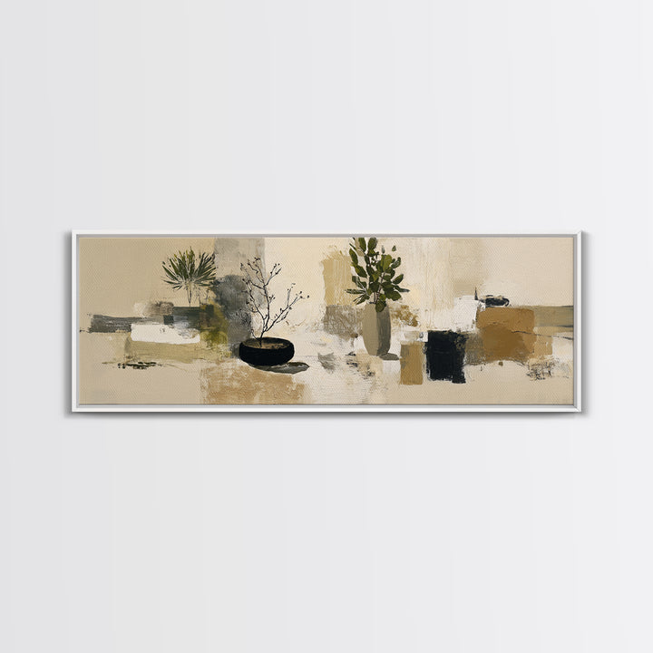 Large Neutral Still Life Canvas Print, Above Sofa Art, Living Room Wall Art, Living Room Decor, Watercolor Art, Statement, ASA-3x1-54
