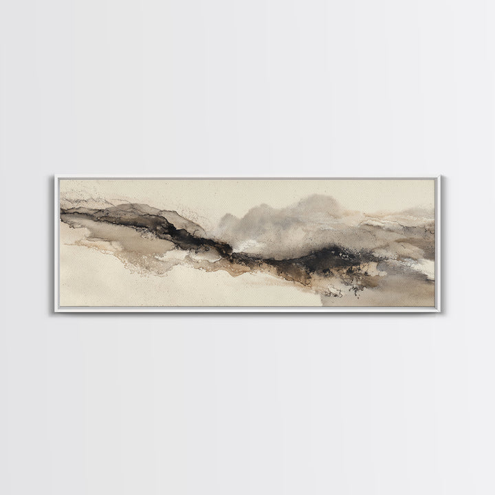 Minimal Black Ink Composition Framed Canvas Print, Above Sofa Art, Minimalist Decor, Living Room Decor, Fine Art, Statement, ASA-3x1-72