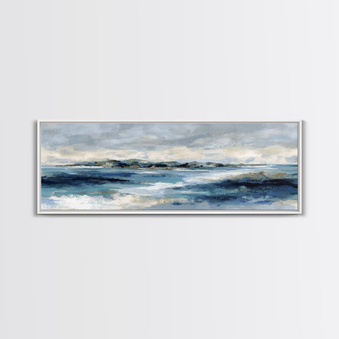 Moody Seascape at Twilight Canvas Print, Above Sofa Art, Contemporary Art, Living Room Decor, Statement, Boho Wall Art, ASA-3x1-76