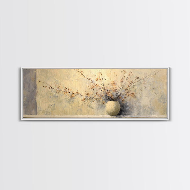 Large Neutral Still Life Canvas Print, Above Sofa Art, Textured Painting, Living Room Decor, Oil Painting, Statement, ASA-3x1-78