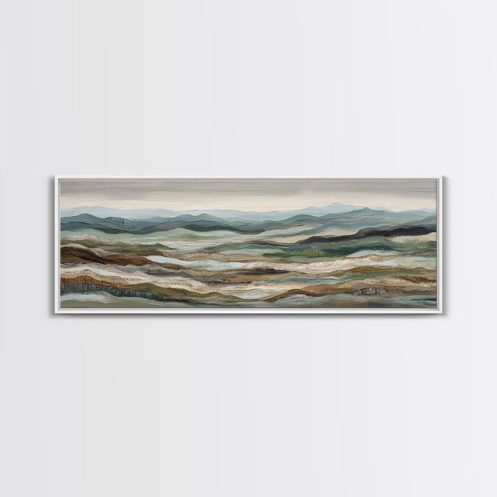 Abstract River Bends Framed Canvas Print, Above Sofa Art, Mid Century Modern, Living Room Decor, Abstract Art, Statement, ASA-3x1-87