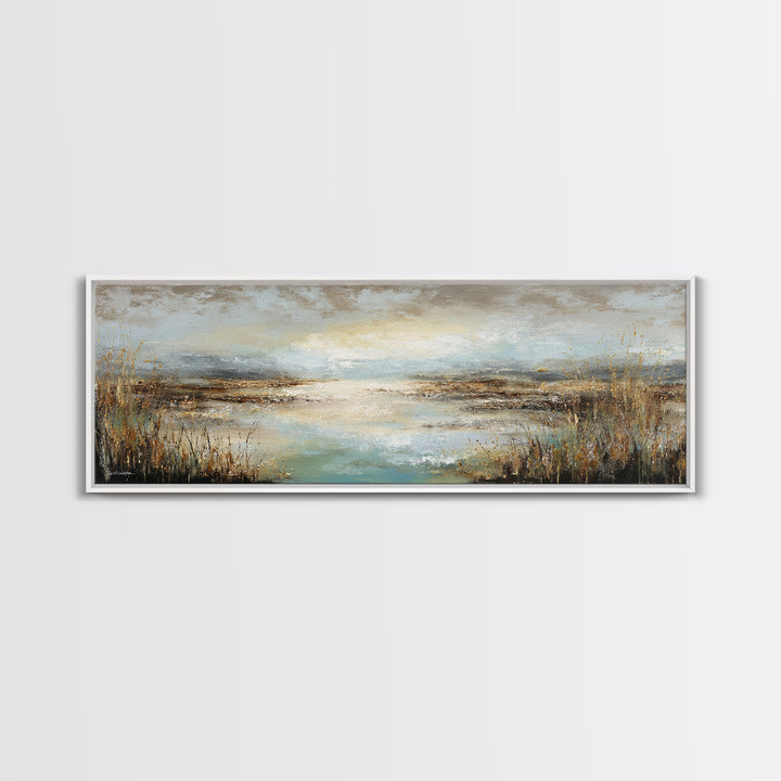 Oversized Abstract Landscape Framed Canvas Print, Above Sofa Art, Above Bed Decor, Living Room Decor, Fine Art, Statement, ASA-3x1-89