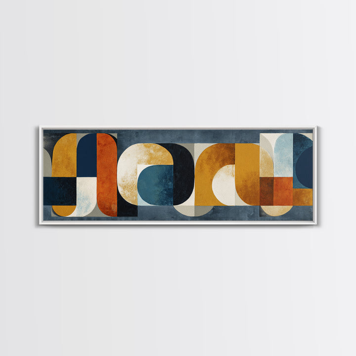 Bold Mid Century Geometric Forms Canvas Print, Above Sofa Art, Mid Century Modern, Living Room Decor, Fine Art, Statement, ASA-3x1-92