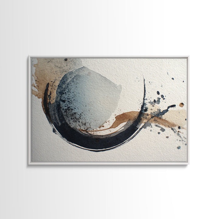 Minimal Black Ink Composition Canvas Print, Above Sofa Art, Mid Century Modern, Living Room Decor, Fine Art, Statement, ASA-3x2-12