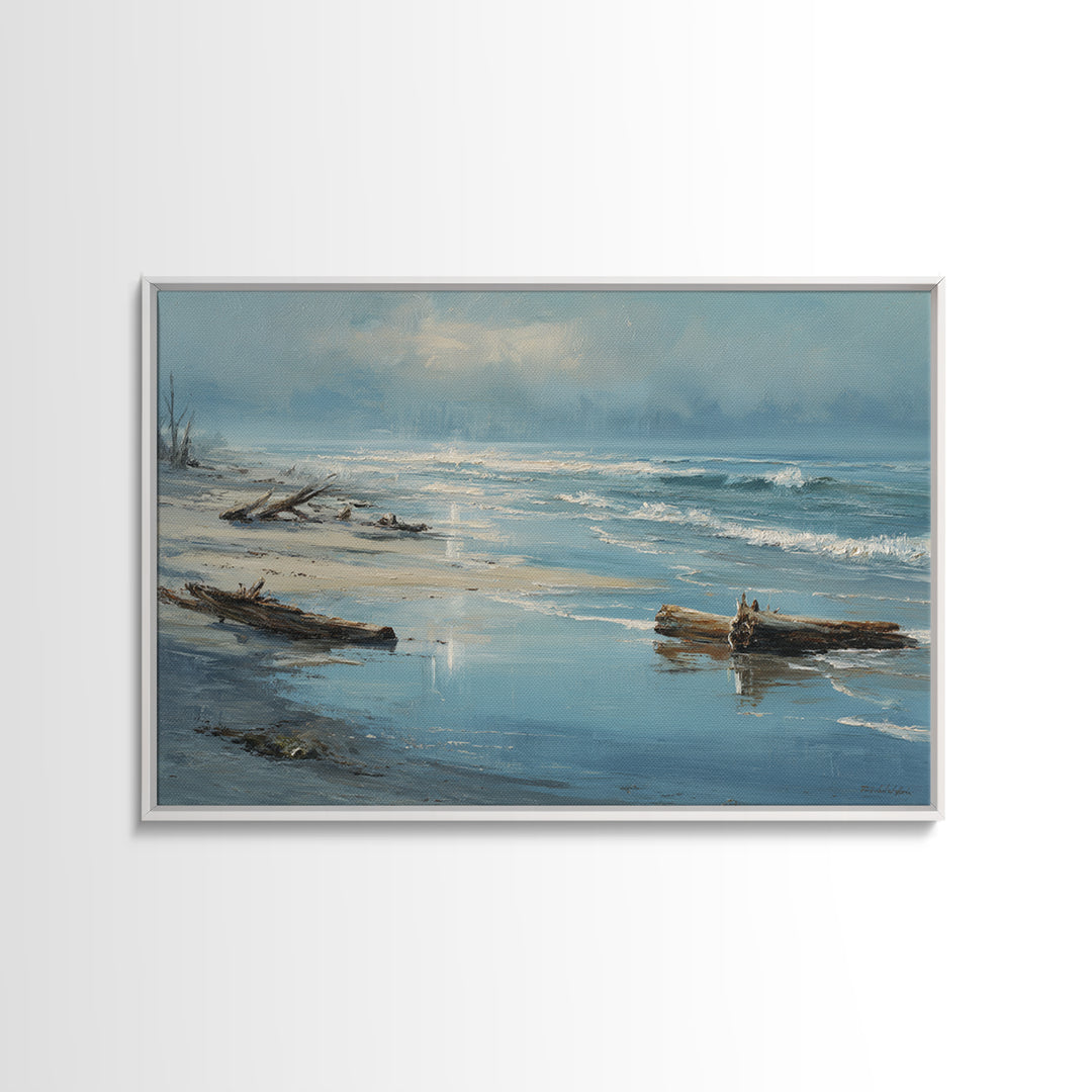 Moody Seascape at Twilight Canvas Print, Above Sofa Art, Large Wall Art, Living Room Decor, Watercolor Art, Statement, ASA-3x2-16