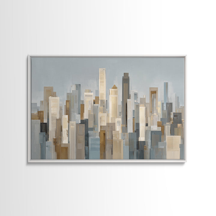 Quiet City Skyline Reduced to Elegant Shapes Canvas Print, Above Sofa Art, Minimalist Decor, Living Room Decor, Statement, ASA-3x2-2