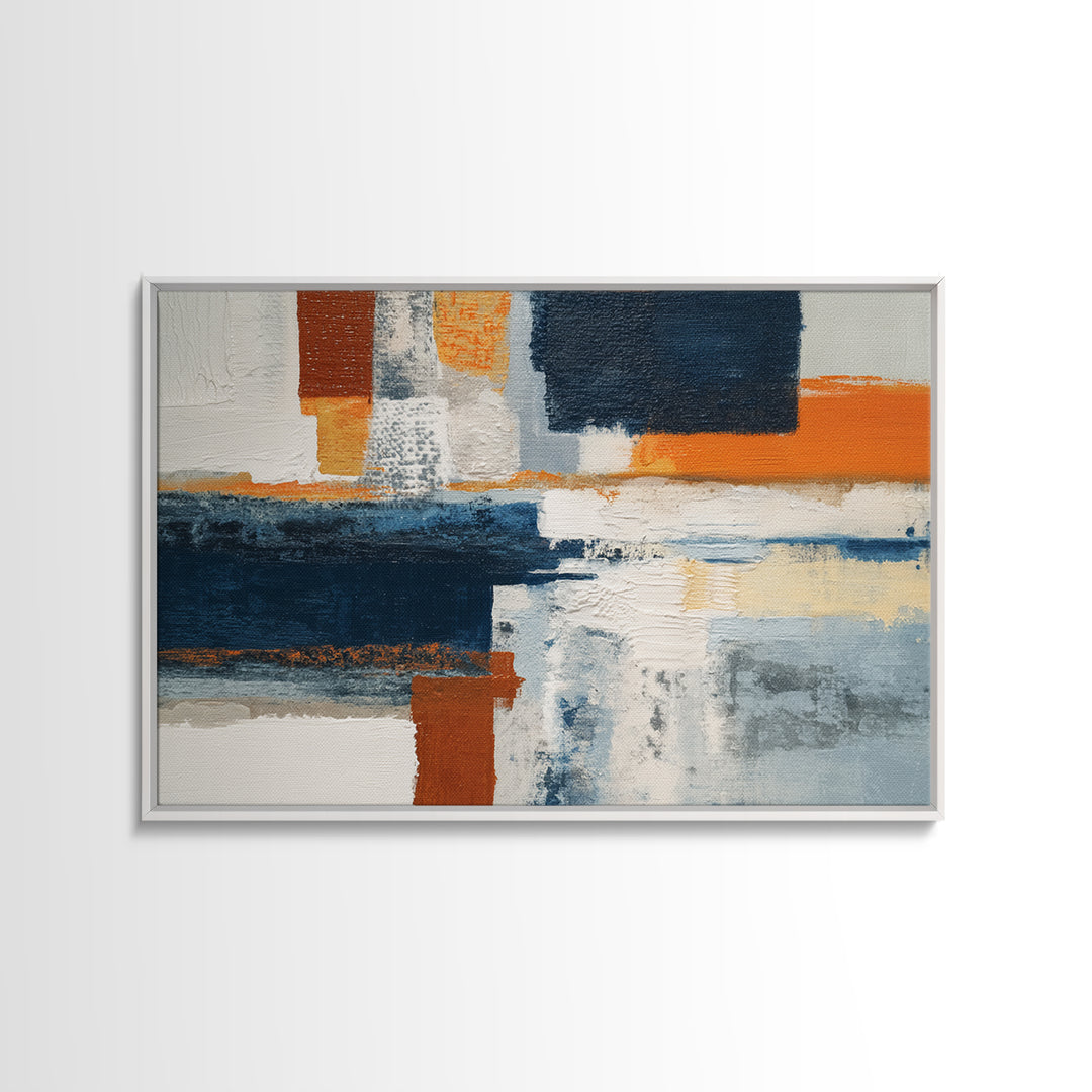 Bold Navy and Ivory Abstract Brushwork Canvas Print, Above Sofa Art, Mid Century Modern, Living Room Decor, Abstract Art, ASA-3x2-22