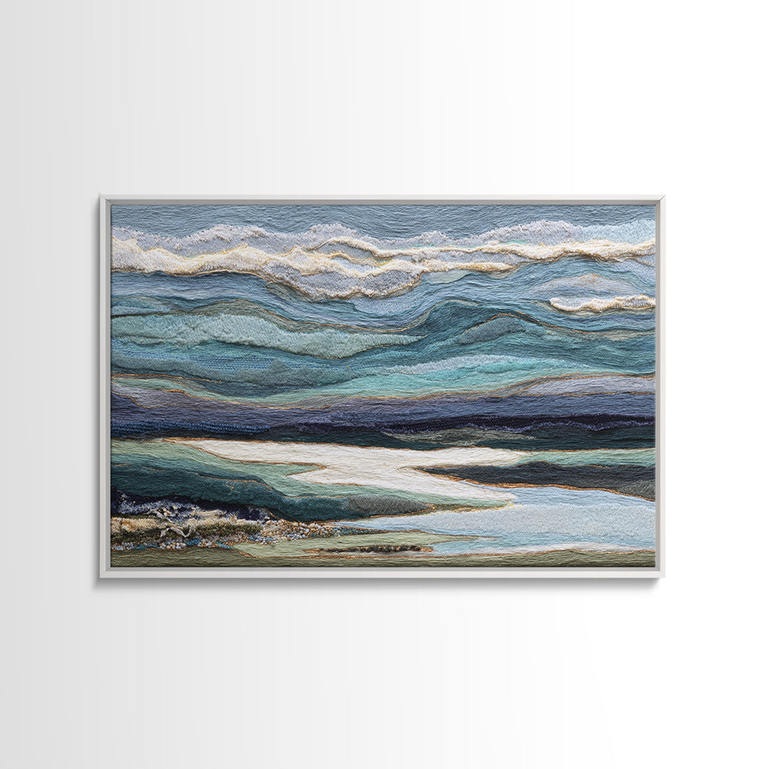 Abstract River Bends Framed Canvas Print, Above Sofa Art, Farmhouse Decor, Living Room Decor, Statement 527, Piece Wall Art, ASA-3x2-27