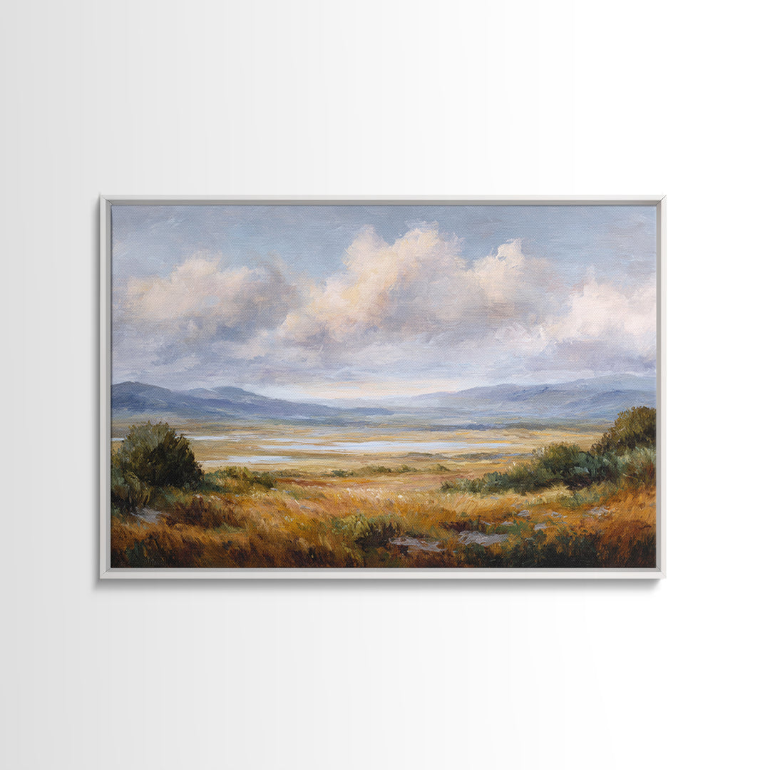 Dramatic Cloudscape over a Distant Valley Canvas Print, Above Sofa Art, Horizontal Wall Art, Living Room Decor, Statement, ASA-3x2-33