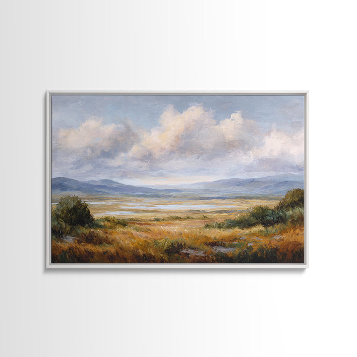 Dramatic Cloudscape over a Distant Valley Canvas Print, Above Sofa Art, Horizontal Wall Art, Living Room Decor, Statement, ASA-3x2-33
