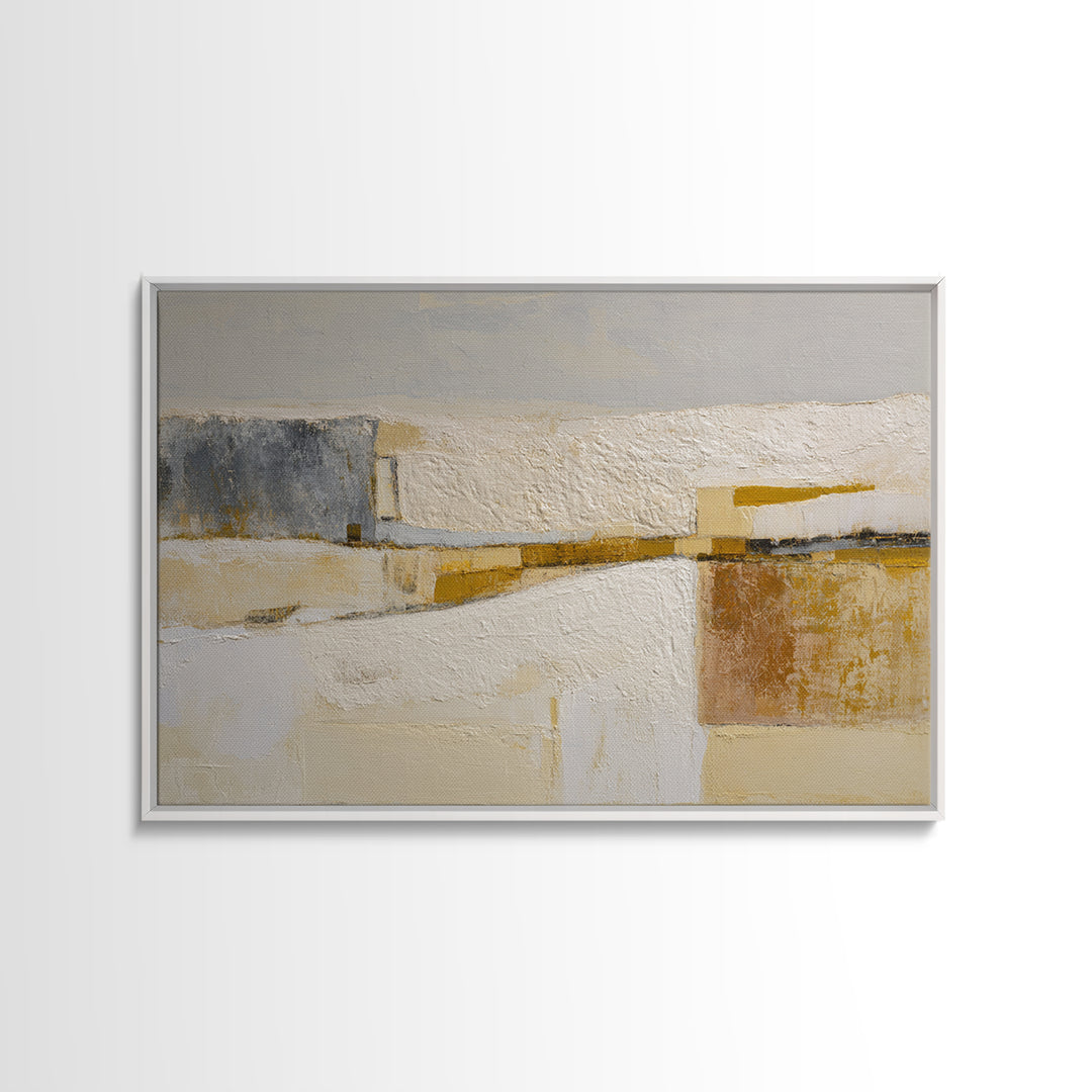 Luxury Monochrome Stone Composition Framed Canvas Print, Above Sofa Art, Minimalist Wall Art, Living Room Decor, Oil Painting, ASA-3x2-47