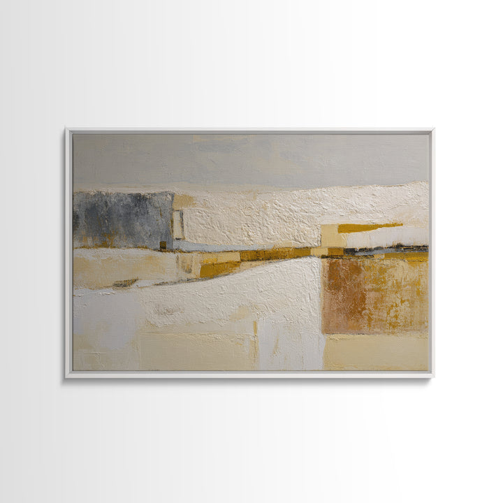 Luxury Monochrome Stone Composition Framed Canvas Print, Above Sofa Art, Minimalist Wall Art, Living Room Decor, Oil Painting, ASA-3x2-47