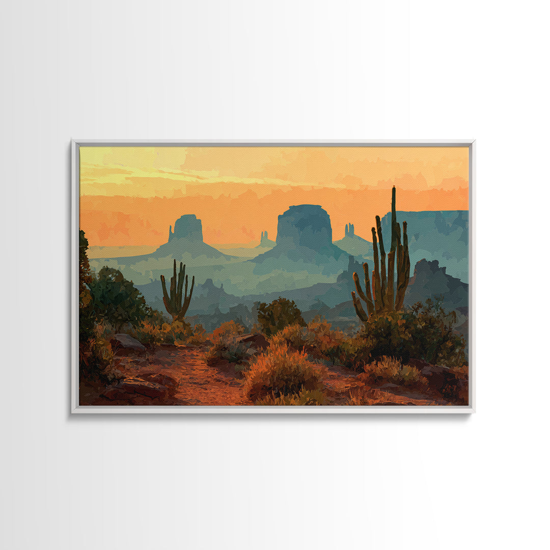 Desert Mesa Panorama Canvas Print, Above Sofa Art, Boho Wall Art, Living Room Decor, Fine Art, Statement, Japandi Wall Art, ASA-3x2-48