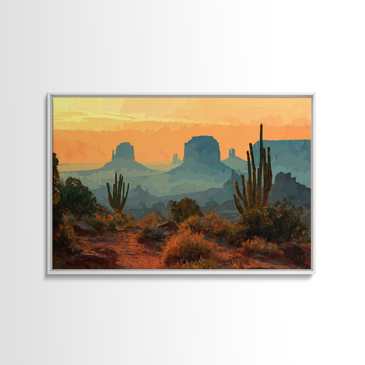 Desert Mesa Panorama Canvas Print, Above Sofa Art, Boho Wall Art, Living Room Decor, Fine Art, Statement, Japandi Wall Art, ASA-3x2-48