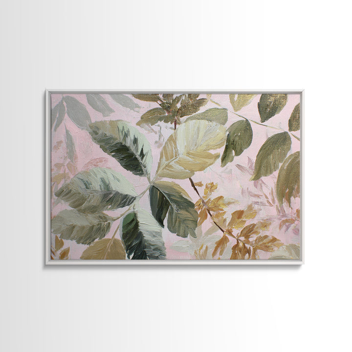Large Botanical Leaves Canvas Print, Above Sofa Art, Set of 3 Wall Art, Living Room Decor, Oil Painting, Statement, ASA-3x2-49