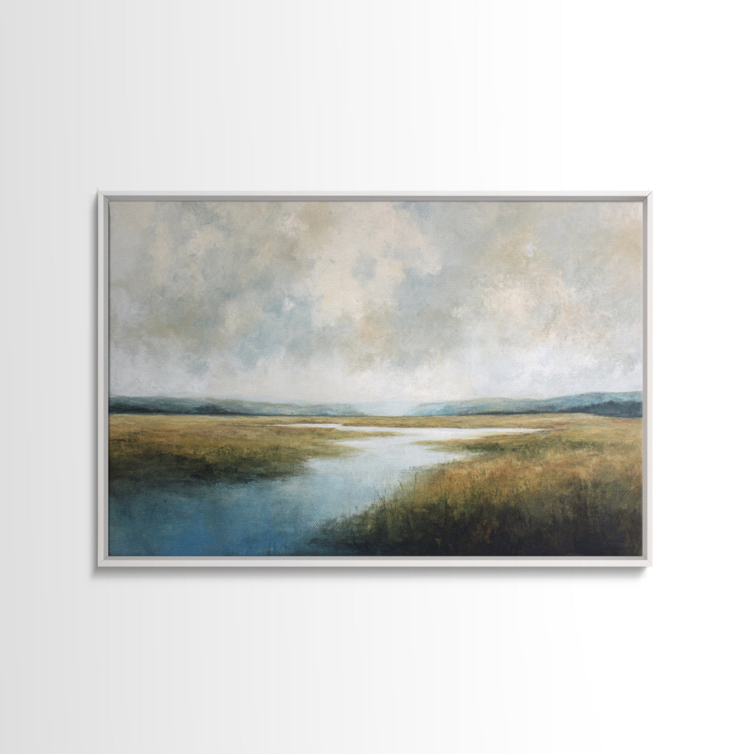 Oversized Abstract Landscape Framed Canvas Print, Above Sofa Art, Boho Wall Art, Living Room Decor, Oil Painting, Statement, ASA-3x2-5