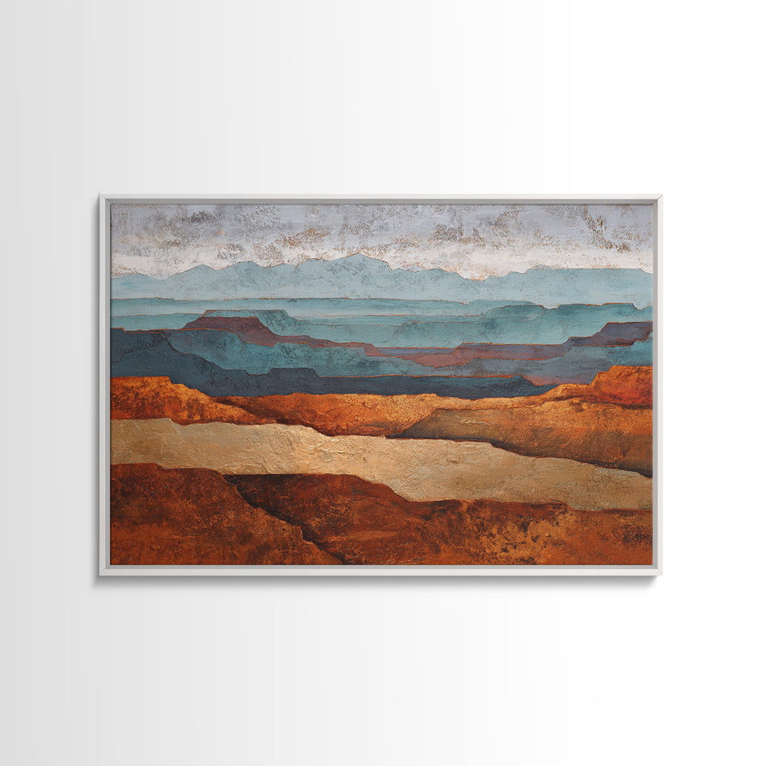 Abstract Canyon Landscape Framed Canvas Print, Above Sofa Art, Modern Art, Living Room Decor, Fine Art, Statement, Art Print, ASA-3x2-59