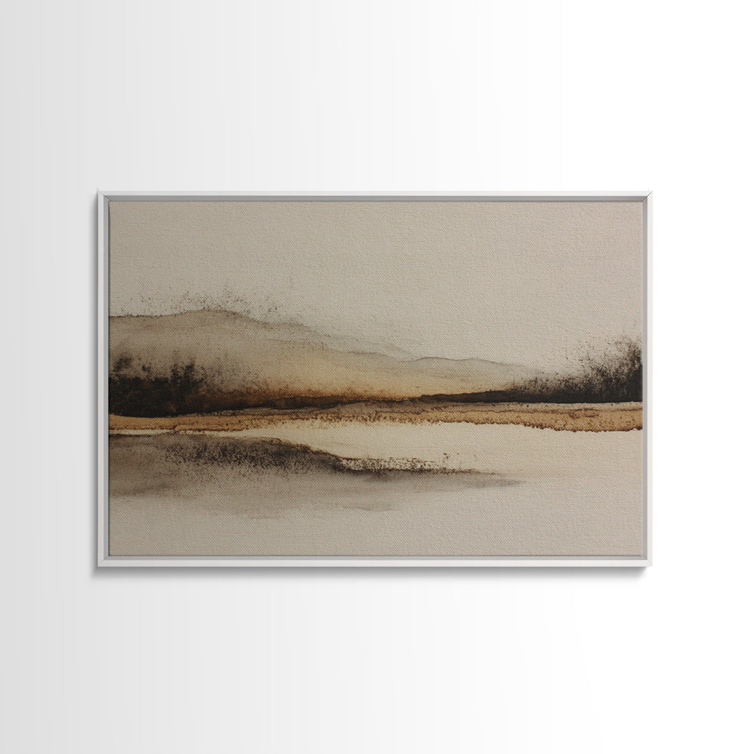 Minimal Black Ink Composition Framed Canvas Print, Above Sofa Art, 3 Piece Wall Art, Living Room Decor, Fine Art, Statement, ASA-3x2-60