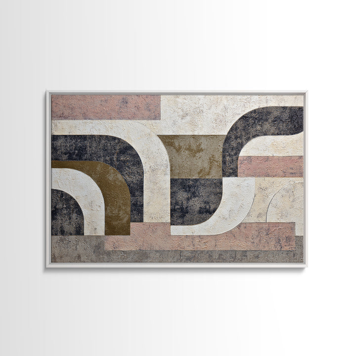 Luxury Monochrome Stone Composition Framed Canvas Print, Above Sofa Art, Textured Wall Art, Living Room Decor, Watercolor Art, ASA-3x2-71