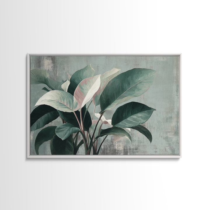 Large Botanical Leaves Canvas Print, Above Sofa Art, Set of 3 Wall Art, Living Room Decor, Oil Painting, Statement, ASA-3x2-73