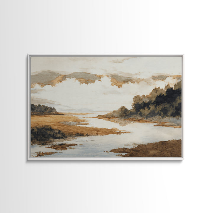 Gallery Style Landscape with Expansive Negative Space Canvas Print, Above Sofa Art, Living Room Wall Art, Living Room Decor, ASA-3x2-76