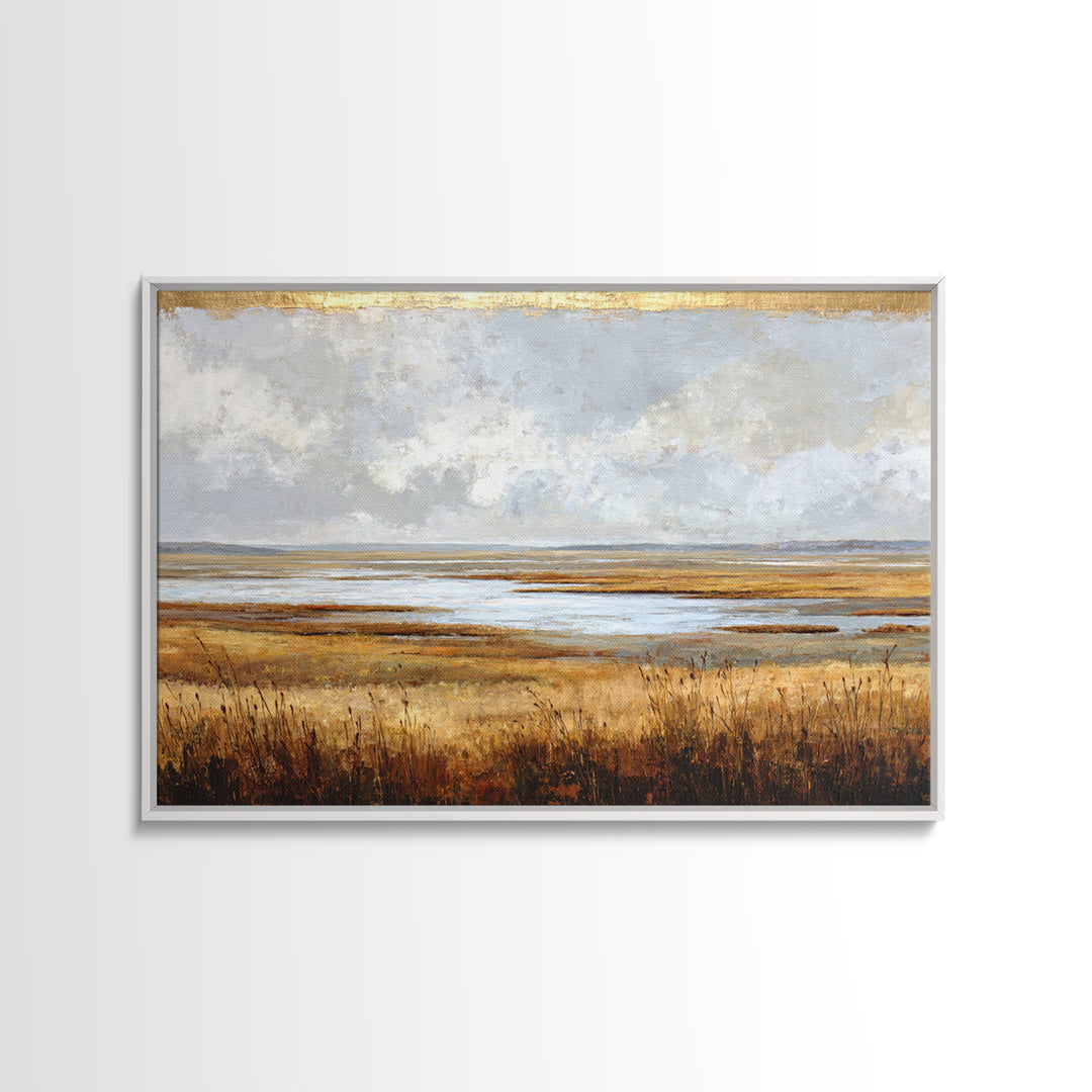Oversized Abstract Landscape Framed Canvas Print, Above Sofa Art, Coastal Wall Art, Living Room Decor, Fine Art, Statement, ASA-3x2-77