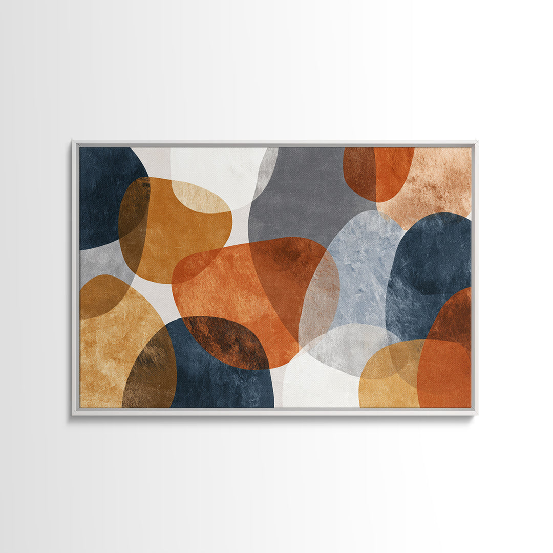 Bold Mid Century Geometric Forms Framed Canvas Print, Above Sofa Art, Printable Wall Art, Living Room Decor, Statement, ASA-3x2-8