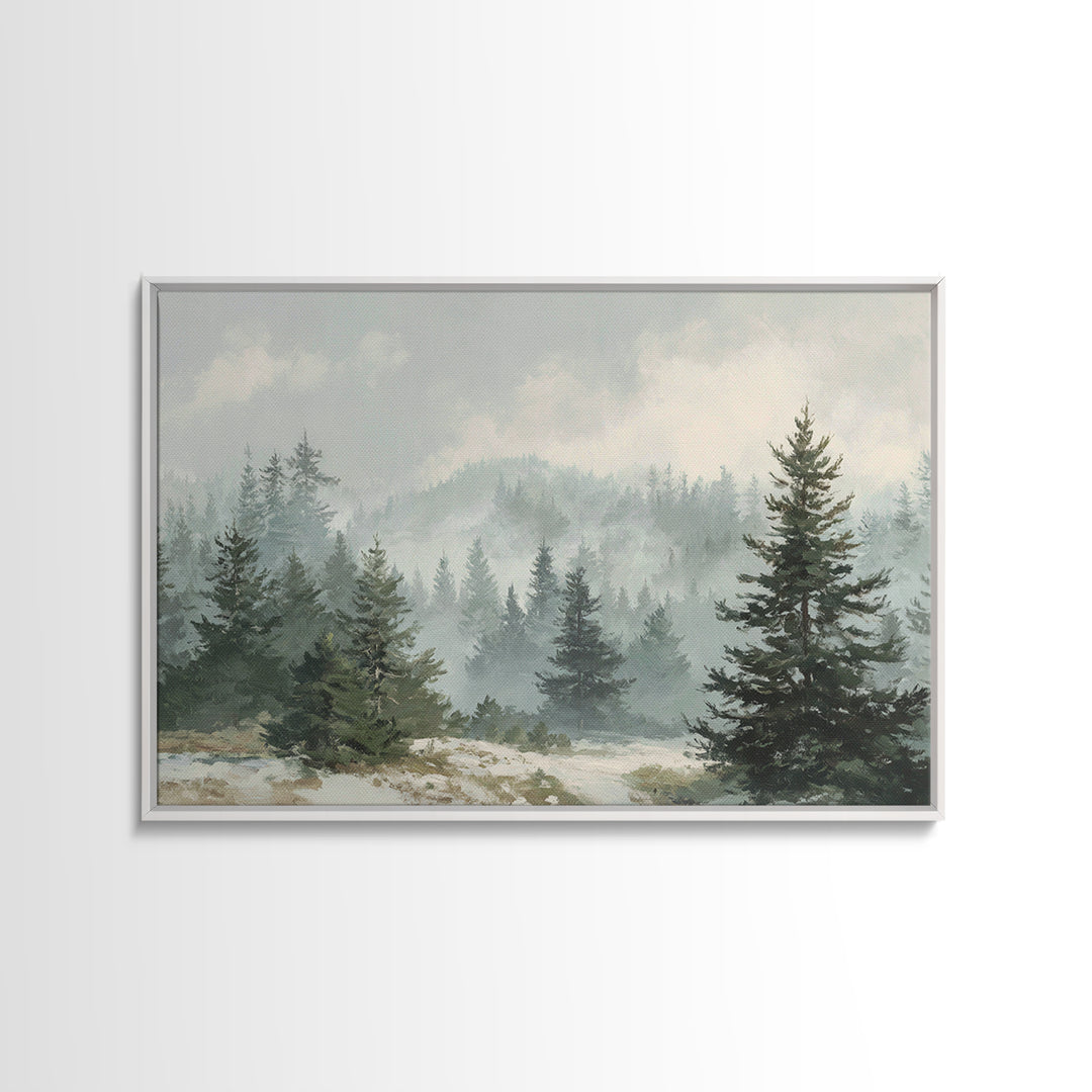 Modern Scandinavian Forest Framed Canvas Print, Above Sofa Art, Fine Art Print, Living Room Decor, Fine Art, Statement, ASA-3x2-91