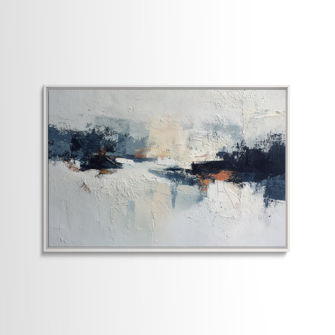 Bold Navy and Ivory Abstract Brushwork Canvas Print, Above Sofa Art, Wall Art Print, Living Room Decor, Fine Art, Statement, ASA-3x2-94
