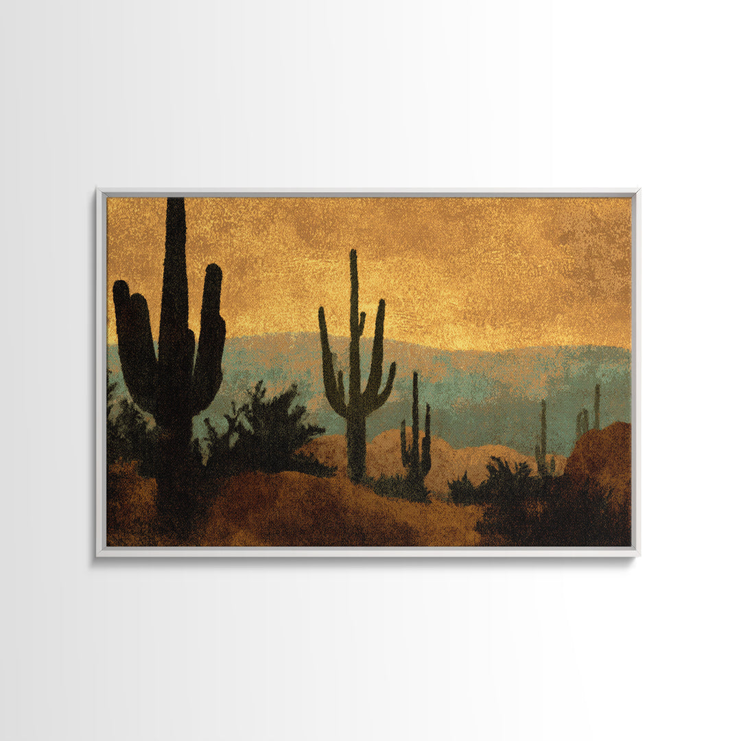 Desert Mesa Panorama Framed Canvas Print, Above Sofa Art, Minimalist Wall Art, Living Room Decor, Fine Art, Statement, ASA-3x2-96