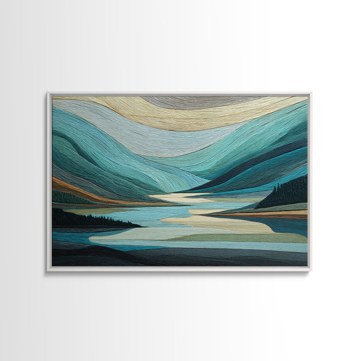 Abstract River Bends Framed Canvas Print, Above Sofa Art, Gallery Decor, Living Room Decor, Abstract Art, Statement, ASA-3x2-99