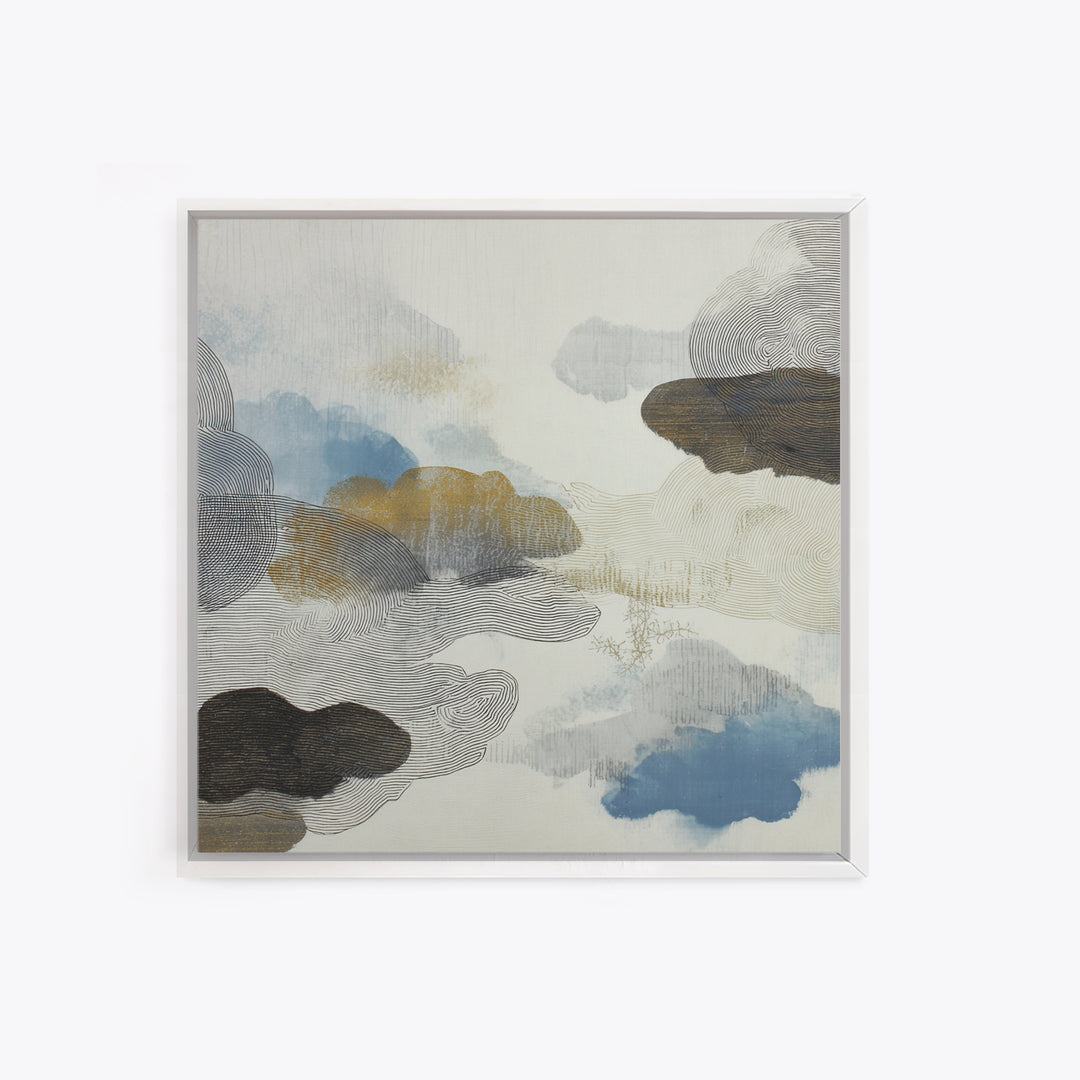 Zen Rock Garden Abstraction Framed Canvas Print, Asian Inspired Art, Modern Wall Decor, Living Room Decor, Fine Art, Harmony, ASI-1x1-38