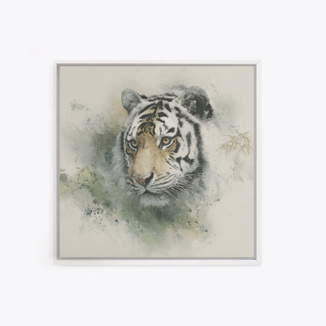 Tiger Portrait with Expressive Brush Ink Energy Canvas Print, Asian Inspired Art, Art Print, Living Room Decor, Harmony, ASI-1x1-40
